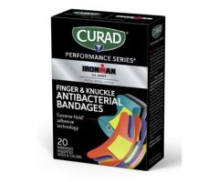 CURAD Ironman Antibacterial Bandages, Perforated Inner, 6 Colors, Fingers/Knuckles, 20/BX