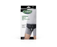CURAD Hernia Belt with Removable Compression Pads, Hook-and-Loop Closure, Elastic, Black, Size M, Retail Packaging, 4 Belts/Case