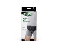 CURAD Hernia Belt with Removable Compression Pads, Hook-and-Loop Closure, Elastic, Black, Size S, Retail Packaging, 4 Belts/Case