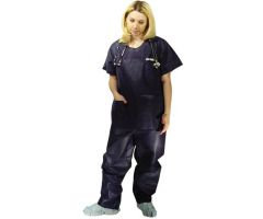 Disposable Scrub Shirt, Dark Blue, Size S, 10/Bag