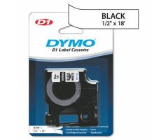 D1 High-Performance Polyester Permanent Label Tape, 1/2" x 18', Black on White