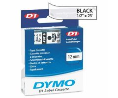 D1 High-Performance Polyester Removable Label Tape, 1/2" x 23', Black on Clear