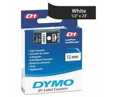 D1 High-Performance Polyester Removable Label Tape, 1/2" x 23 ft., White on Black
