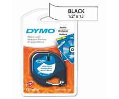 LetraTag Plastic Label Tape Cassette, 1/2" x 13', White
