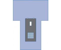 Cystoscopy Surgical T-Drape, 60" x 87" x 35" Overall with 18" x 39" Impervious Reinforcement, 3" x 7" Fenestration, 10" x 10" Mesh Screen and Hook-and-Loop Line Holders