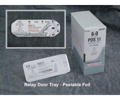 Taper Point PDS II Absorbable Suture, Double Armed, Size 6-0, Violet, 1" x 30" BV-1
