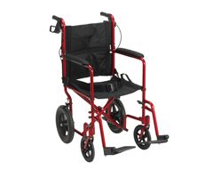 Drive Expedition Transport Wheelchair w/ Hand Brakes-Red
