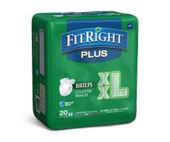 FitRight Plus Adult Incontinence Briefs, Size 2XL, for Waist Size 60"-70"