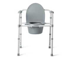 Steel 3-in-1 Folding Commode, Includes Seat with Lid, Bucket, Armrests, and Splashguard