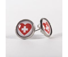Red heart earrings, 12mm, G324