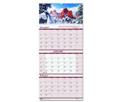 Recycled Scenic Landscapes Three-Month / Page Wall Calendar, 12.25" x 26", 2018-2020