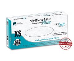 NitriDerm Ultra Nonsterile Powder-Free Nitrile Exam Gloves, Blue, Size 2XL