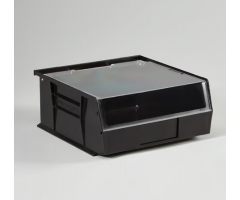 Super Tough Bin w/Clear Lid, 11x5x11 - Black