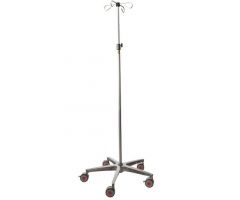 MRI IV Pole-1" Diameter Deluxe IVS Series Aluminum Pole-4 Hook-Color Black