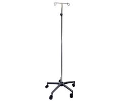 MRI IV Pole, Two Hook, Aluminum Base w/ Non-Locking Casters