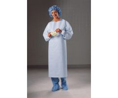 Open-Back Spunbond Laminate Film Isolation Gown with Knit Cuffs, Blue, Universal