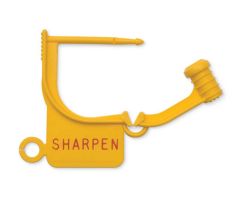 Printed Locking Tag, "Sharpen", 1", Yellow