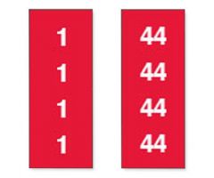 1/4" Sheet Tape, ID, Numbers 1-44, Red / White