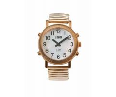 Talking Watch White face, gold tone, expansion band -MEN'S 