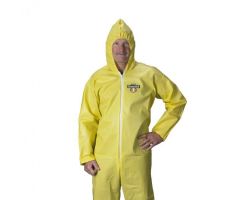Coverall, Attached, Hood, Boots, Yellow, Size 2XL
