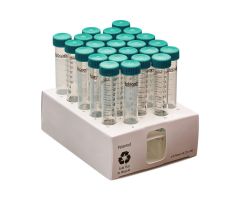 15 mL SuperClear Centrifuge Tube with Flat Cap, Sterile, 25/Reusable Rack