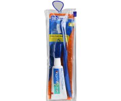 Dr. Fresh Travel Kit Toothbrush Soft/Cap/Crest Toothpaste TSA Bag 1 Ct