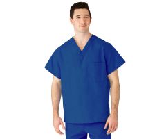 AngelStat Unisex Reversible V-Neck Scrub Top with 2 Pockets, Sapphire, Size 5XL, Color Code