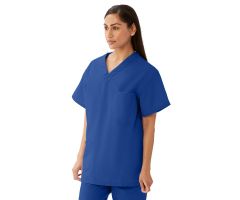 AngelStat Unisex Reversible V-Neck Scrub Top with 4 Pockets, Sapphire, Size L, Medline Color Code