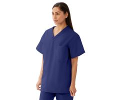 AngelStat Unisex Reversible V-Neck Scrub Top with 4 Pockets, Navy, Size M, Angelica Color Code