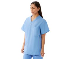 AngelStat Unisex Reversible V-Neck Scrub Top with 4 Pockets, Ceil Blue, Size S, Angelica Color Coding