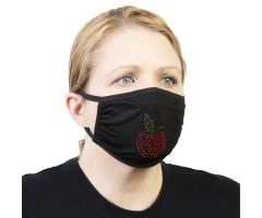 Celeste Stein Ear Loop Mask Black with Bling-Red Apple