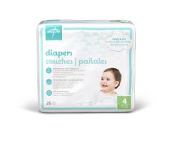 Disposable Baby Diapers, Size 4, 22-37 lb. 25/Each