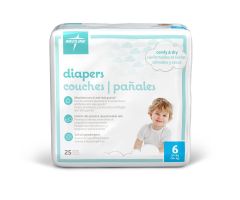 Disposable Baby Diapers, Size 6, 35+ lb. 25/Each