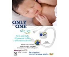 Neo-Tee Infant T-Piece Resuscitator, Circuit, In-Line Controller, Clear Anatomical Infant Face Mask, 0-60 cm H2O Manometer