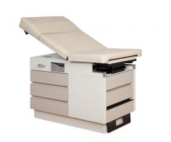 Basic Exam Table with Manual Back and 5 Drawers, Cream White Base, Fawn Upholstery, MDR355RBCWFN