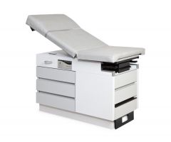 Basic Exam Table with Manual Back and 5 Drawers, Pearl Gray Base, Smoke Upholstery, MDR355RGPGSM