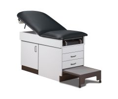 Manual Exam Table with 2 Drawers, Gray Base, Black Upholstery