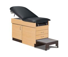 Manual Exam Table with 2 Drawers, Maple Base, Black Upholstery