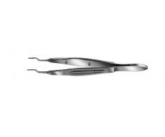 4.2" (10.6 cm) Long .5 mm Bayonet Tip Castroviejo Suture Forceps with.3 mm Teeth and Tying Platform