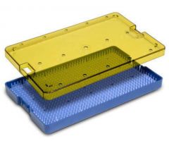 10" x 6" x 1.5" Double Level Plastic Sterilization Tray with Mat and Lid