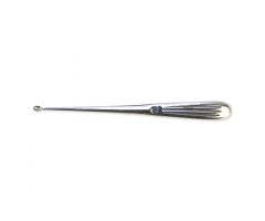 Size 4 12"(30.5 cm) Long Spinal Fusion Curette with Straight Oval Cup, Knurled Handle