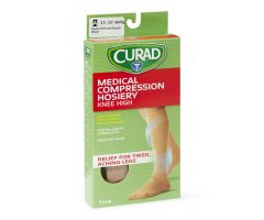 CURAD Knee-High Compression Hosiery with 15-20 mmHg, Tan, Size A, Regular Length