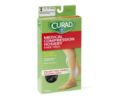 CURAD Knee-High Compression Hosiery with 15-20 mmHg, Black, Size A, Regular Length