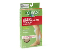 CURAD Knee-High Compression Hosiery with 20-30 mmHg, Tan, Size B, Regular Length