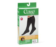 CURAD Knee-High Compression Hosiery with 20-30 mmHg, Tan, Size D, Short Length