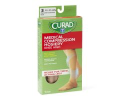 CURAD Knee-High Compression Hosiery with 20-30 mmHg, Tan, Size E, Regular Length