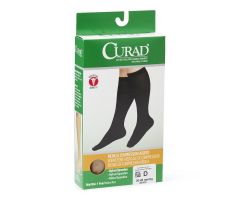 CURAD Knee-High Compression Hosiery with 30-40 mmHg, Tan, Size D, Regular Length