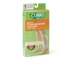 CURAD Knee-High Compression Hosiery with 8-15 mmHg, Tan, Size L, Regular Length