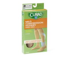 CURAD Knee-High Compression Hosiery with 8-15 mmHg, Tan, Size XL, Regular Length