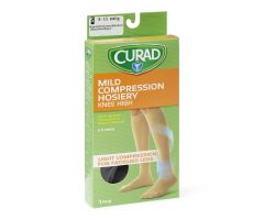 CURAD Knee-High Compression Hosiery with 8-15 mmHg, Black, Size S, Regular Length